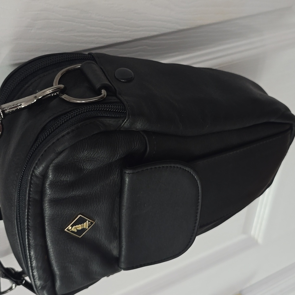 Vintage Black Leather Padded Camera Shoulder  Bag Korea Detachable Strap - Picture 6 of 15